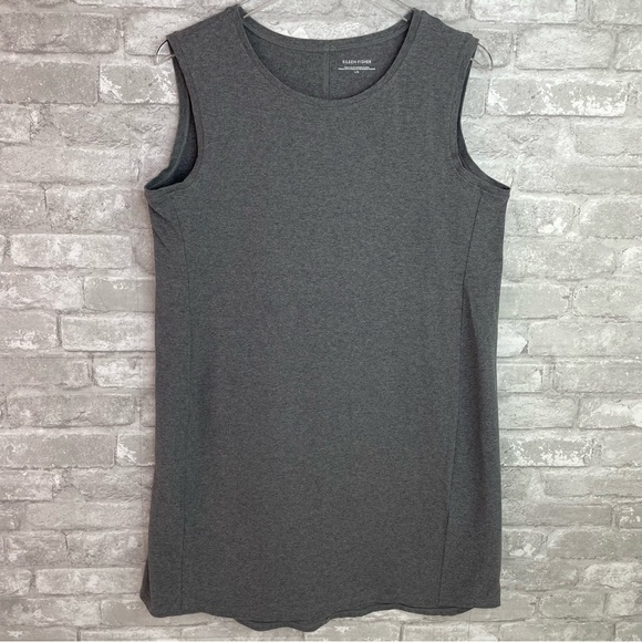 Eileen Fisher Heathered Organic Cotton Stretch Jersey Dress Size Large - Picture 2 of 7